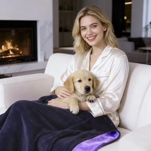 Reversible Waterproof Blanket for Couch and Bed, 40"x60", Purple