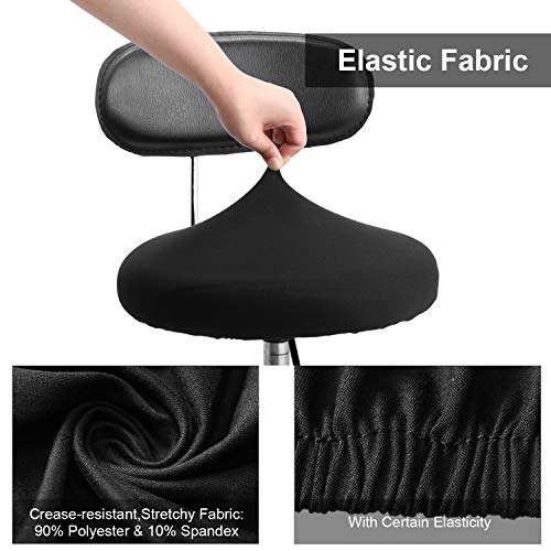 Washable Round Bar Stool Covers - Elastic Slipcovers for 14-17 Inch Chairs (Black, 4 Pieces)