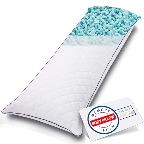 Memory Foam Body Pillow Insert - 20x54 Inch Long Pillow for Adults