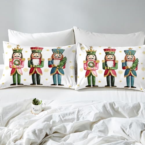 Kids Bed Sheets Set - Christmas Nutcracker Bed Linen for Boys & Girls, King Size