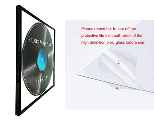 6-Pack High Gloss Vinyl Record Album Frames, 12.5x12.5 Inch Black Display