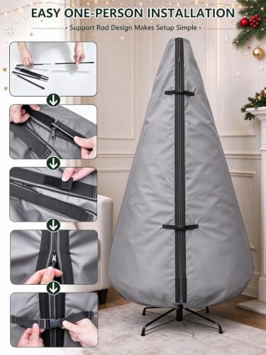 Hadisi Grey 9Ft Upright Christmas Tree Storage Bag with Support Rod Technology