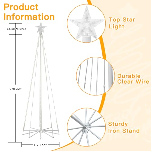 Ollny 6 ft 170 LED Warm White Christmas Tree Lights with 8 Modes, Outdoor IP65 Waterproof, Timer, 16.4ft Cable