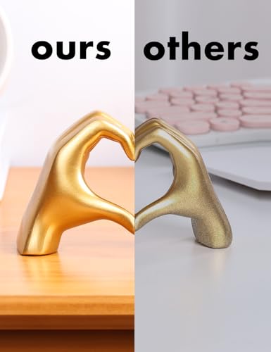 Gold Heart Hands Sculpture Modern Aesthetic Shelf Decor for Home