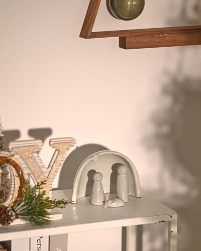 4-Piece Porcelain Nativity Scene Set - Modern Ceramic Christmas Table Decor