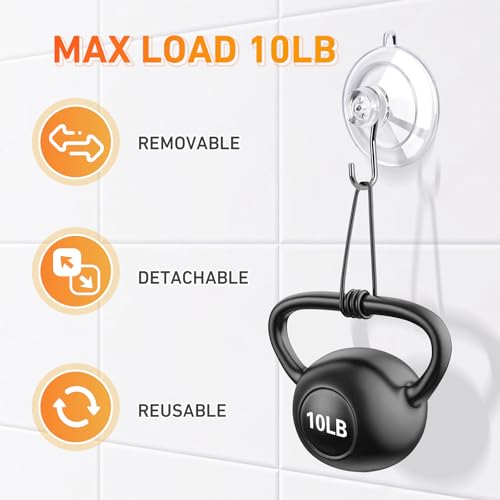 Heavy-Duty Suction Cup Hooks - 12 Pack, 10LB Capacity, Clear Reusable Hooks