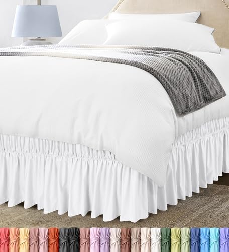 Wrap Around Queen Bed Skirt - 16-Inch Drop Easy Fit Brushed Microfiber
