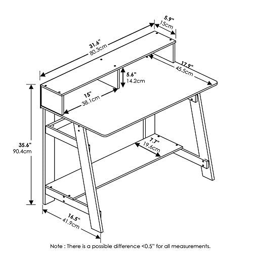 A-Frame Computer Desk with Monitor Stand and Hutch, Espresso