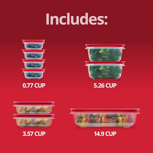 Stackable Plastic Food Storage Containers with Lids, 18-Piece Set