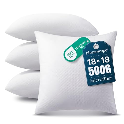18x18 Inch Throw Pillow Inserts, Hypoallergenic Square Pillow Forms, Pack of 4