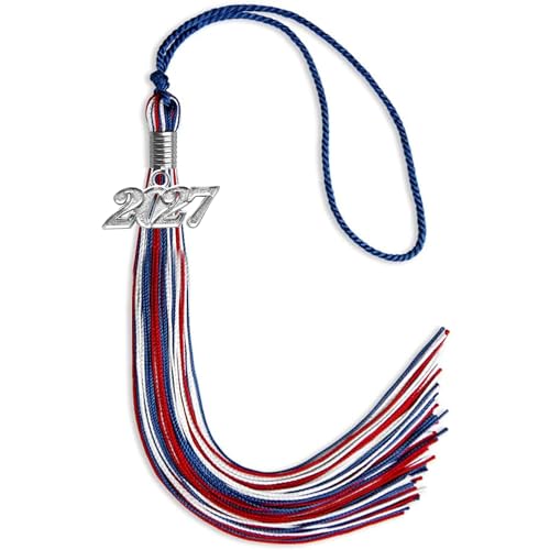Graduation Triple Color Tassel with Silver Date Drop