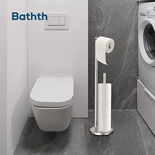 Free Standing Toilet Paper Holder Stand - Brushed Nickel Stainless Steel