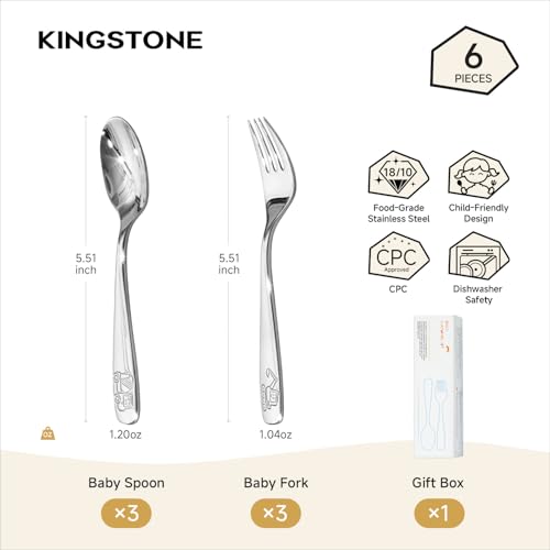 6-Piece Toddler Utensils Set Stainless Steel Dump Truck Silverware