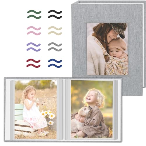 Small 4x6 Linen Photo Album 2 Pack - Slip-In Memory Book Holds 80 Photos