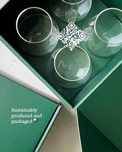MWM Crystal Clear Glass Cups Set of 4 - 360ml Drinkware for Water & Juices