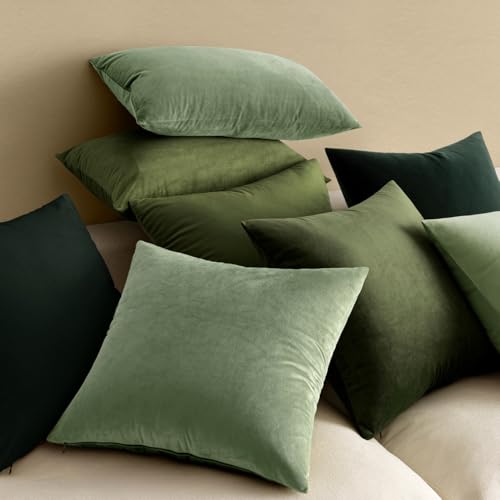 MIULEE Velvet Christmas Throw Pillow Covers 18x18 Inch Pack of 2 - Army Green