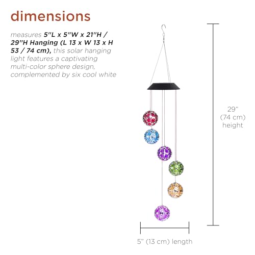 Solar Hanging Gem Sphere Mobile with LED Lights for Garden Decor