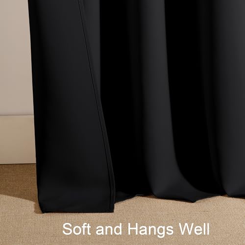 Blackout Curtains 72 Inch Long, Solid Thermal Insulated Panels - 2 Pack