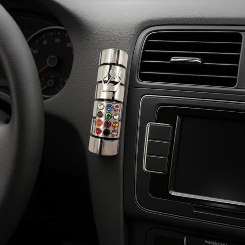 Decorative Metal Car Mezuzah with Travelers Prayer Scroll and Hoshen Stones