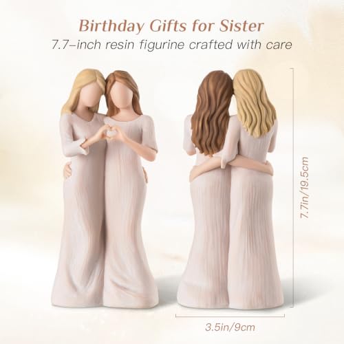 Sister Figurine Statue - 7.7" Hand-Painted Resin Best Friend Gift