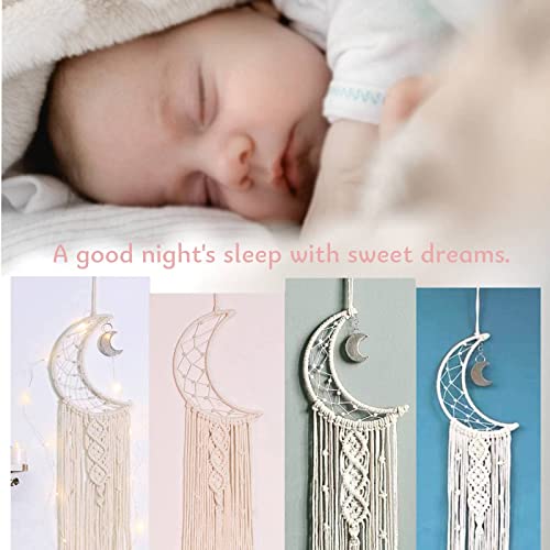 Moon Macrame Dream Catcher with LED Lights Boho Wall Decor