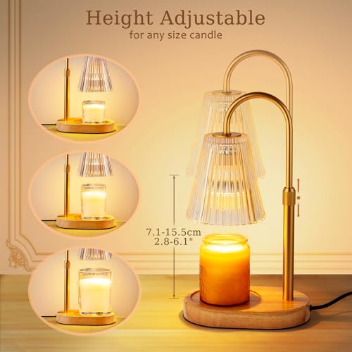Electric Candle Warmer Lamp with Timer - Adjustable Height & Dimmable Light