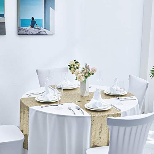 Pufogu Champagne Sequin Table Runner 12x72 Inches - 2 Pack