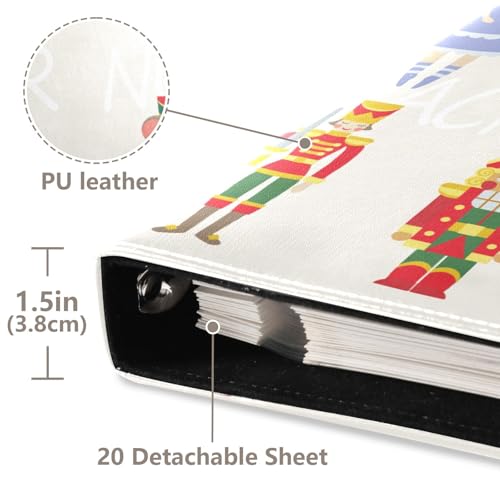 Yasala Multicolored Christmas Photo Album with Vegan PU Leather Cover - 20 Sheets, 3-Ring Binder