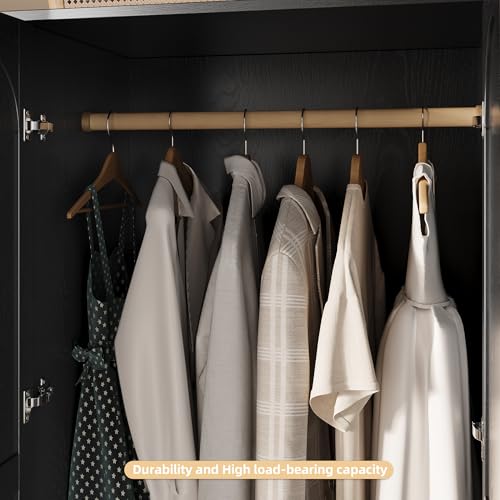72" Freestanding 4-Door Wardrobe Armoire with 3 Drawers & Hanging Rods