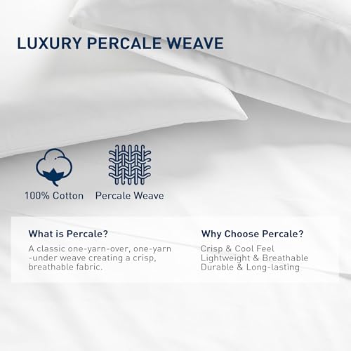 4-Pack Twin Size Flat Sheet, 100% Cotton Percale Bed Sheet, White 67x101