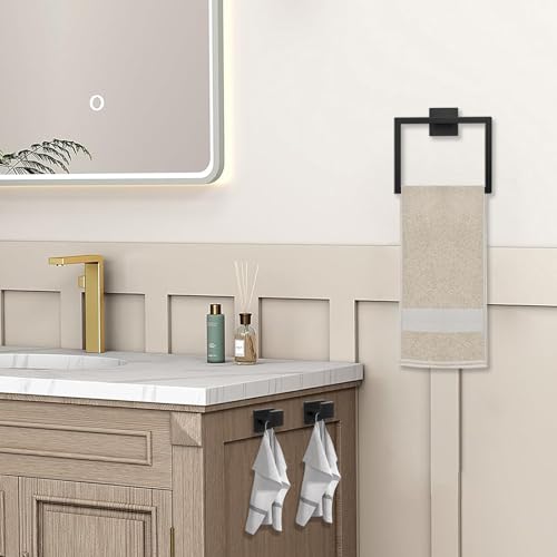JOPOFI 5-Piece Matte Black Bathroom Hardware Set with 23.6-Inch Towel Bar