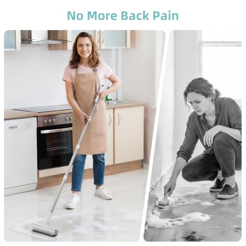 Long Handle Shower & Tile Scrubber Brush with 180° Swivel V-Shape Head
