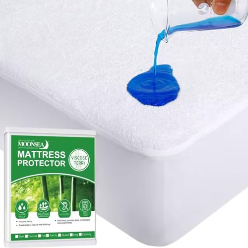 Moonsea Twin XL Waterproof Mattress Protector - Soft Cooling Viscose Terry