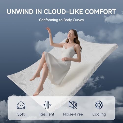 ELEMUSE 3 Inch Twin XL Gel Memory Foam Mattress Topper - Washable Cover