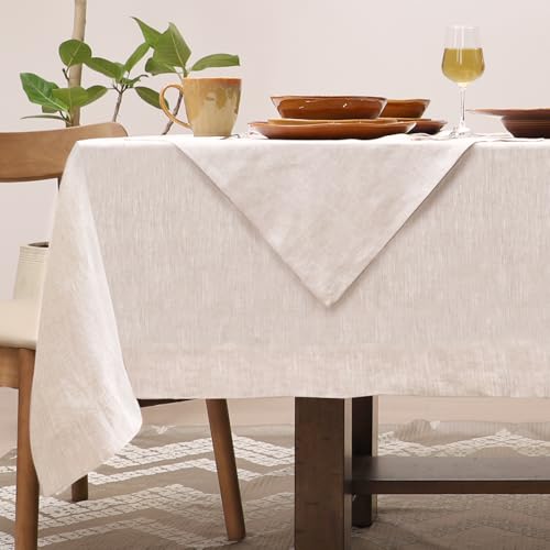 Linen Tablecloth 60x84 Natural Linen for Rectangle Tables - Tseapen 100% Pure