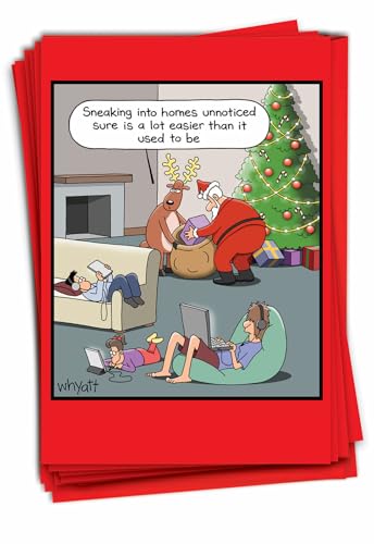 NobleWorks Christmas Card Pack - Sneaking Into Homes Holiday Humor (12 Pack)