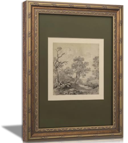 Vintage Gold Framed Forest Landscape Canvas Wall Art 9x11