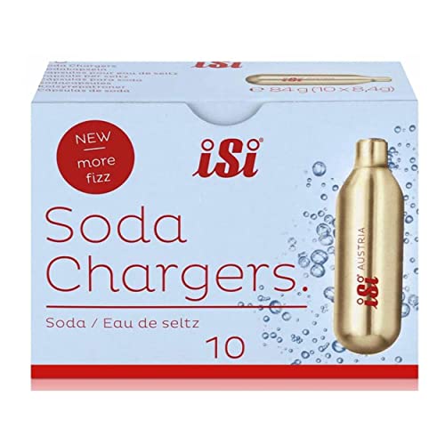 10 Boxes of 10 iSi North America 8.4g CO2 Soda Siphon Chargers for SodaMaker & Stainless Steel Siphon