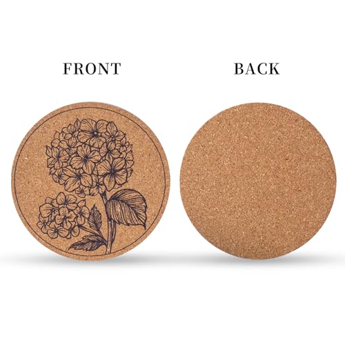 Staruby Flower Cork Coasters Set of 12 - Absorbent Non-Slip Drink Coasters, 4 Inch Decorative Table Protectors - Variation: Flower 01