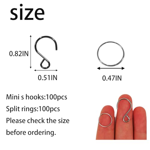 200-Piece Stainless Steel S-Hooks & Split Rings for DIY Ornaments