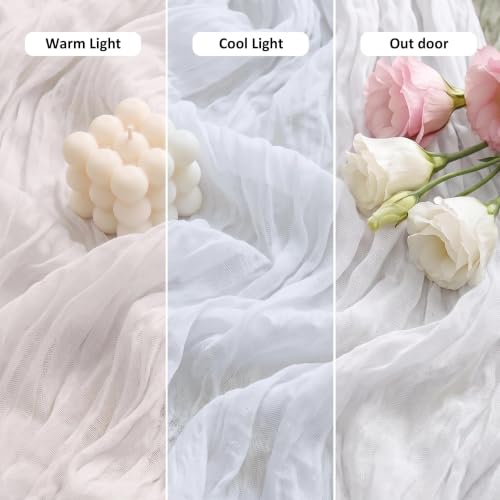 Wokceer 6 Pack Ivory Cheesecloth Table Runner 17x108 Inches for Elegant Dining