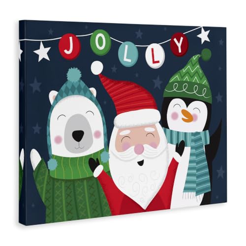 Jolly Christmas Penguin Wall Art – 24 x 30 Canvas by Stupell Industries, 30" L x 24" W