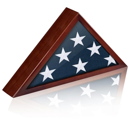 Burial Flag Display Case for 5'x9.5' Flag - Wooden Memorial Shadow Box