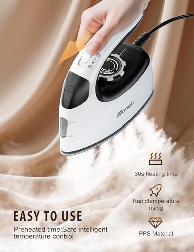 Portable Mini Steam Iron with Rotary Temp Control for Travel and Sewing