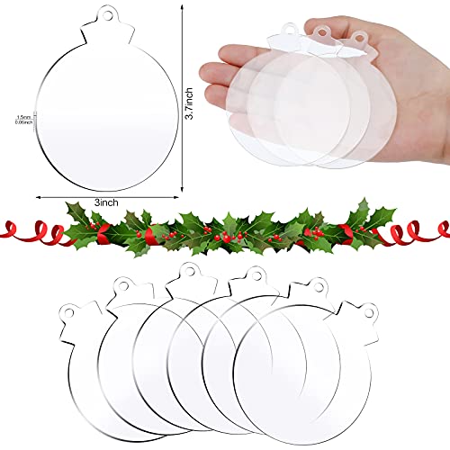 Jetec 120 Pieces 3.7in Clear Acrylic Christmas Ornament Blanks, Bulb