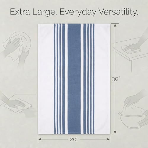 100% Cotton Kitchen Towels 20x30 Inch - Absorbent Dish Towels (Set of 6)