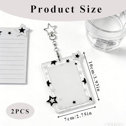 2Pcs Star Photocard Holder Keychain Transparent Acrylic Photo Display Case
