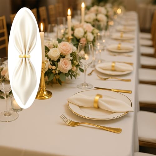 12-Piece Semicircle Stainless Steel Napkin Rings, Matt Gold Table Decor