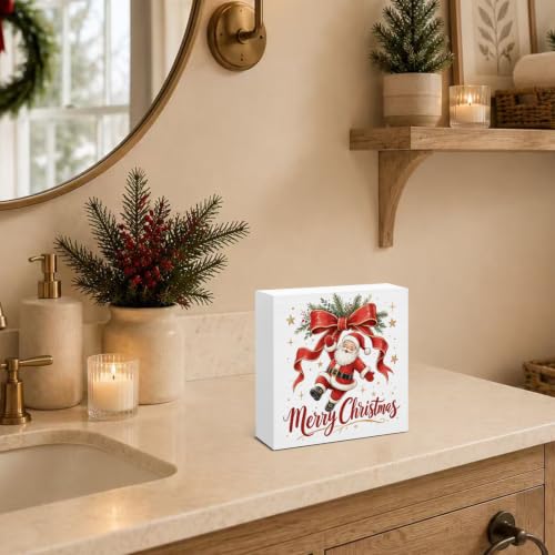 Christmas Wooden Sign Santa Claus Decor Holiday Wall Art
