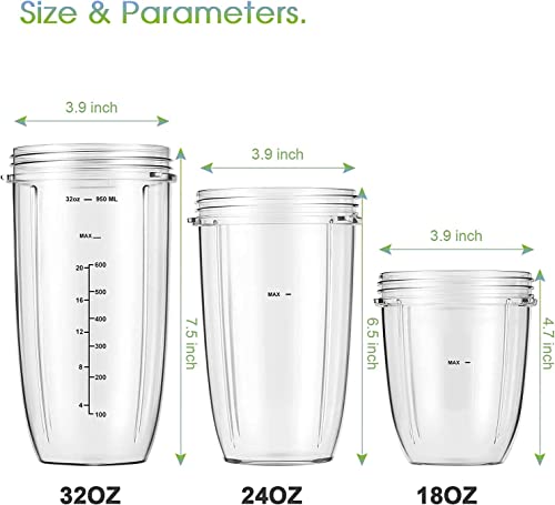 32oz Blender Replacement Cups with Flip-Top To-Go Lids - 2 Pack